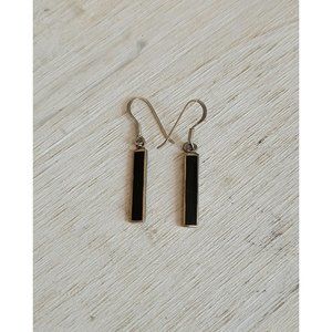 Sterling 925 Vintage Earrings Costume Jewelry Handmade Black Shard B64